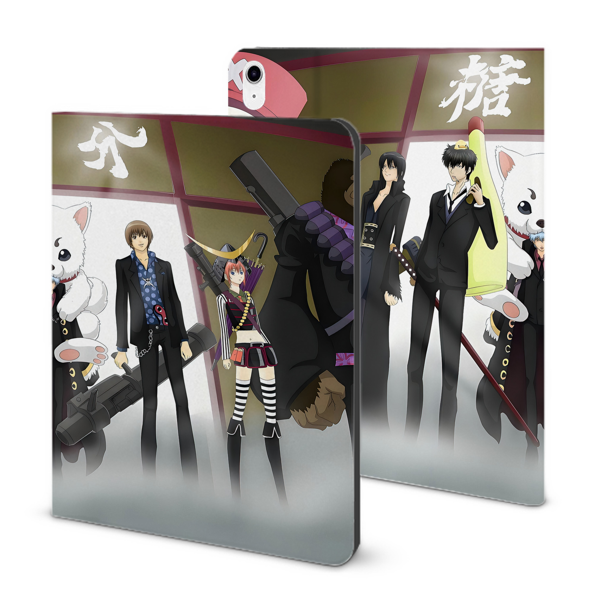 （画像用） ぎんたま 坂田銀時（さかたぎんとき） 神楽 志村新八（しむら しんぱち） GINTAMA Sakata Gintoki Kagura Shimura Shinpachi IPad ケース ブック型 PUレザー TPU 耐衝撃 軽量 薄型 ペン収納なし 全面保護 IPad 各モデル対応